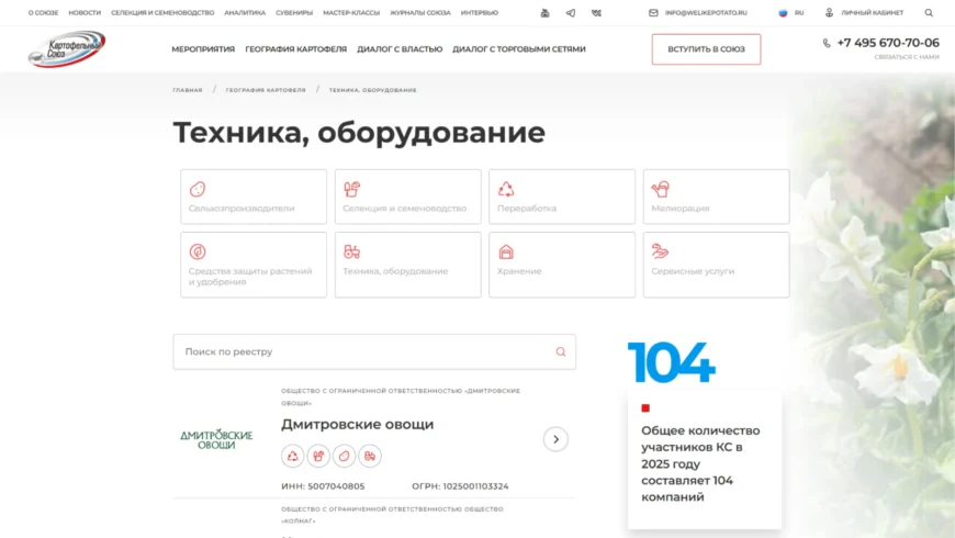 Реестр участников Картофельного Союза
